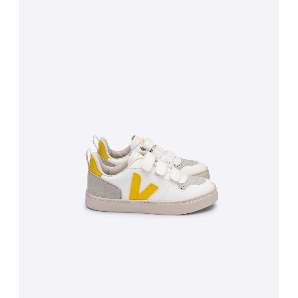 Kids\' Veja V-10 CWL Sneakers White/Yellow | ZA 860AHK